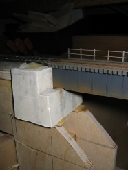 The bridge abutment and bent piers are attached with quick setting epoxy