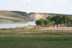 A view of the bluffs across the river from Virgelle, MT